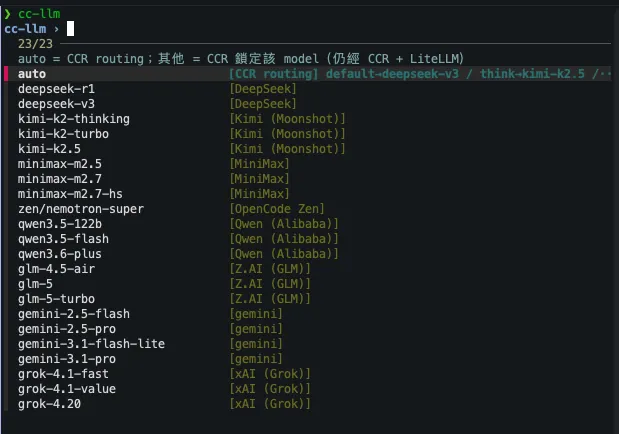 cc-llm fzf Menu