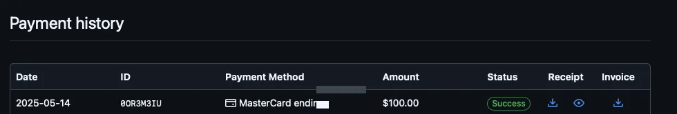 GitHub Copilot Payment History