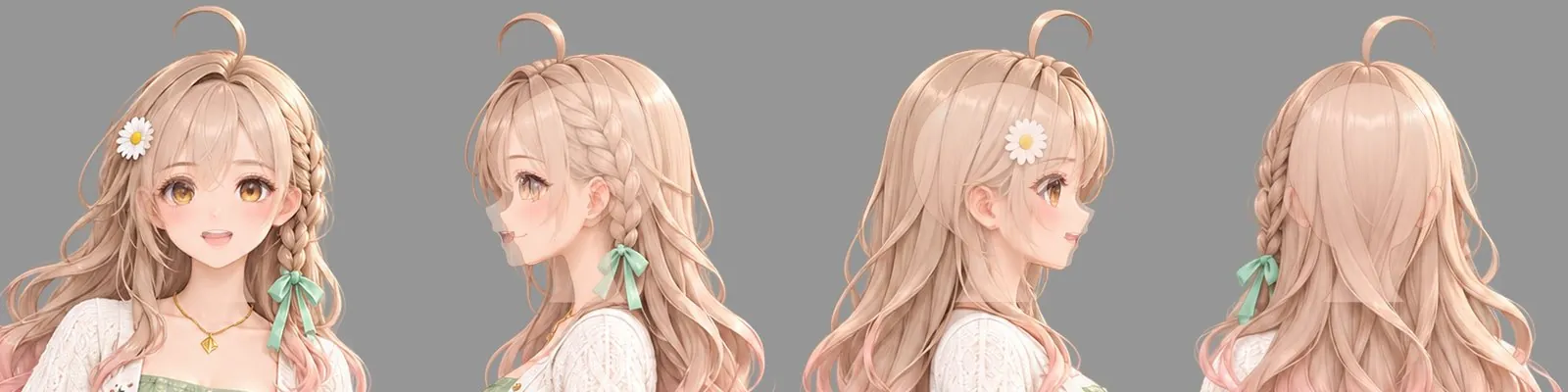The four head views overlaid transparently on the design sheet to compare outlines