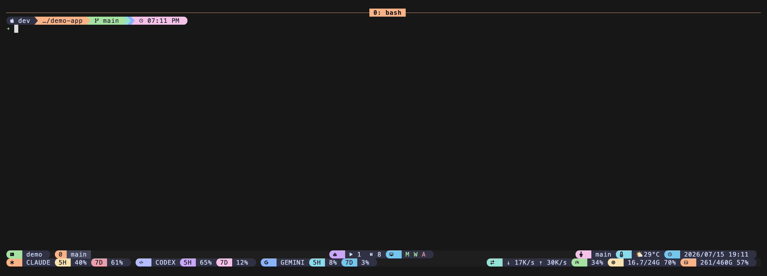 In tmux, the right-click menu pops up at the location where the mouse is clicked